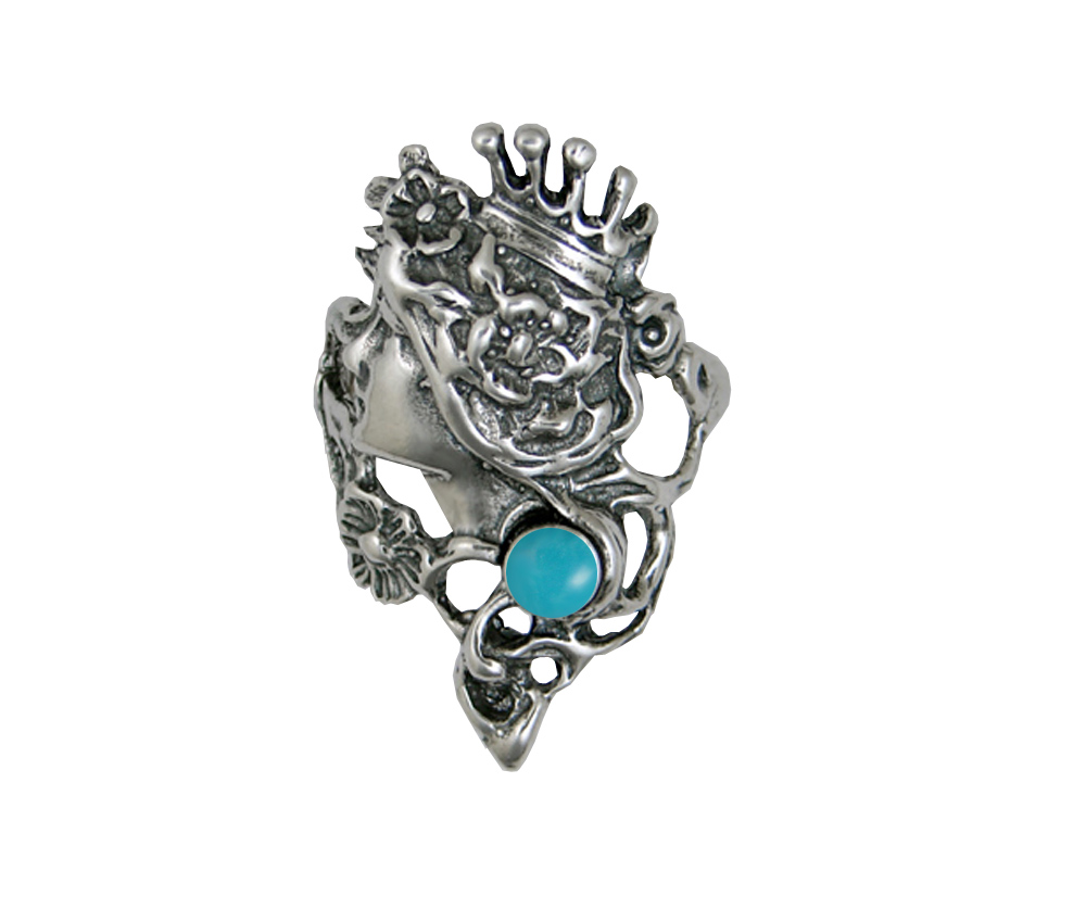 Sterling Silver Fairy Queen Ring With Turquoise Size 9 Sterling Silver Fairy Queen Ring With Turquoise Size 9